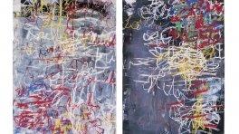 Aida Tomescu, 'Neon I' and 'Ravel I', 2008, mixed media on paper, 120 x 80cm each