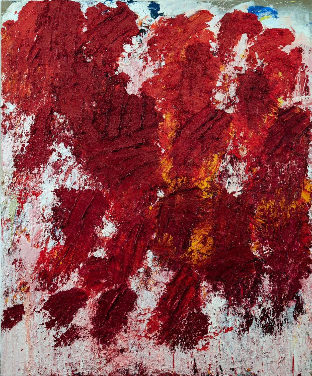 Aida Tomescu, In a carpet made of water, in a carpet made of earth I, 2017 oil, silver and gold pigment on Belgian linen, 183 x 91.5cm