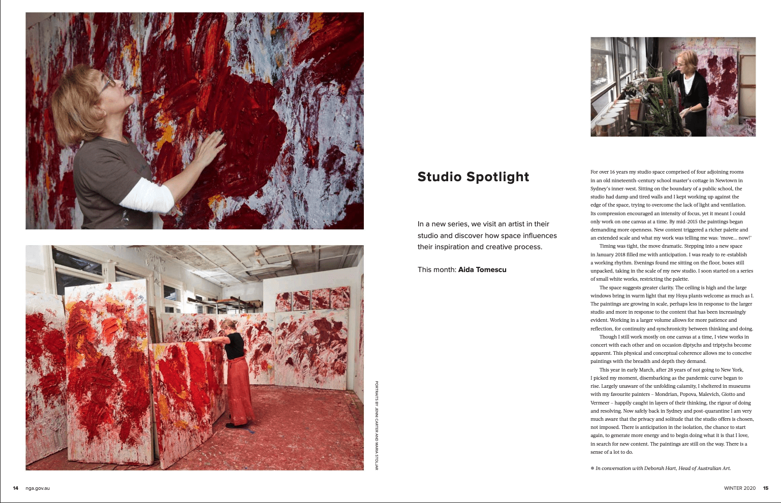 Aida Tomescu, Artonview: the National Gallery of Australia's quarterly magazine