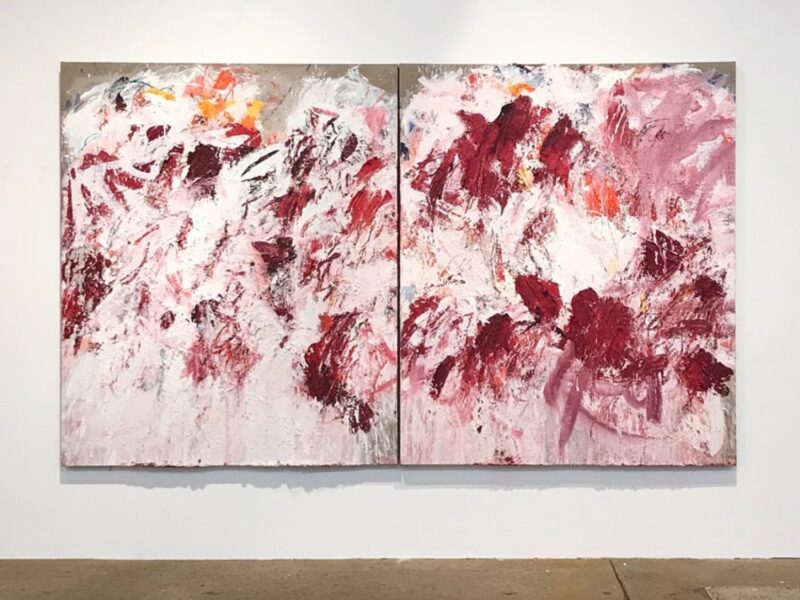 Aida Tomescu, Under the Iron of the Moon I, 2017 oil and silver pigment on canvas, 183 x 306 cm